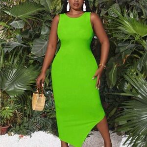 Vibrant Green Bodycon Sleeveless Dress